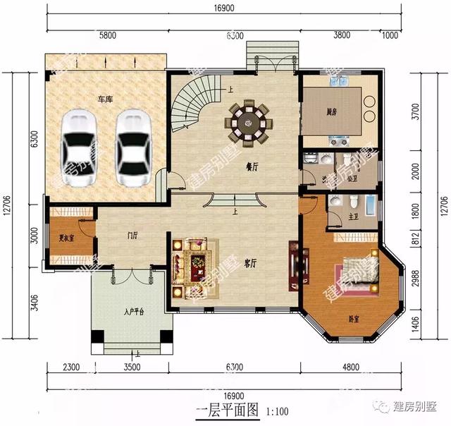 16.9×12.7三層別墅設(shè)計(jì)圖，帶開放式車庫，室內(nèi)布局是真實(shí)用真方便。