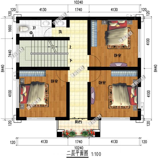 10.24x8.44農(nóng)村三層農(nóng)村別墅設(shè)計(jì)圖，農(nóng)村人都特別喜歡。