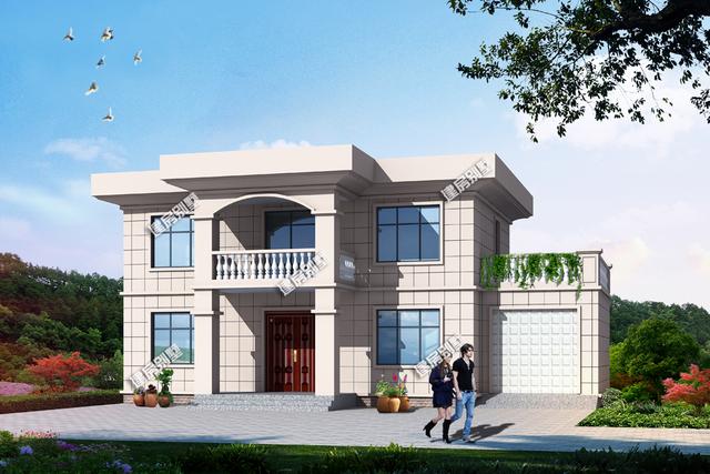 16mx8m二層平頂別墅設(shè)計圖，帶車庫，很適合在北方建設(shè)。