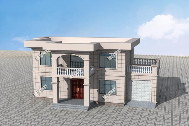 16mx8m二層平頂別墅設(shè)計圖，帶車庫，很適合在北方建設(shè)。