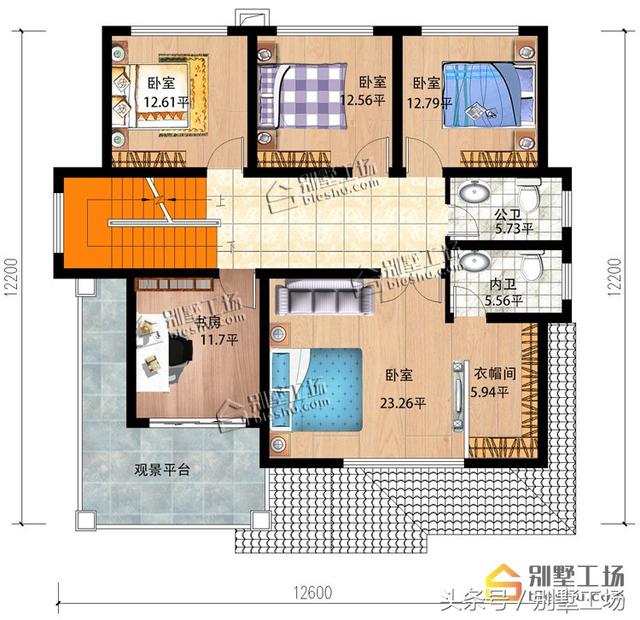 12.6x12.2二層簡歐小別墅設(shè)計圖，造價30萬以內(nèi)。