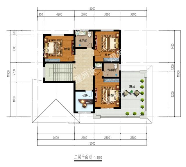 二層現(xiàn)代別墅設(shè)計(jì)圖，占地151平方米，帶車庫(kù)，時(shí)尚大方。