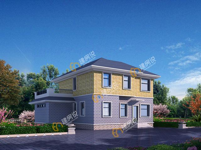 二層現(xiàn)代別墅設(shè)計(jì)圖，占地151平方米，帶車庫(kù)，時(shí)尚大方。