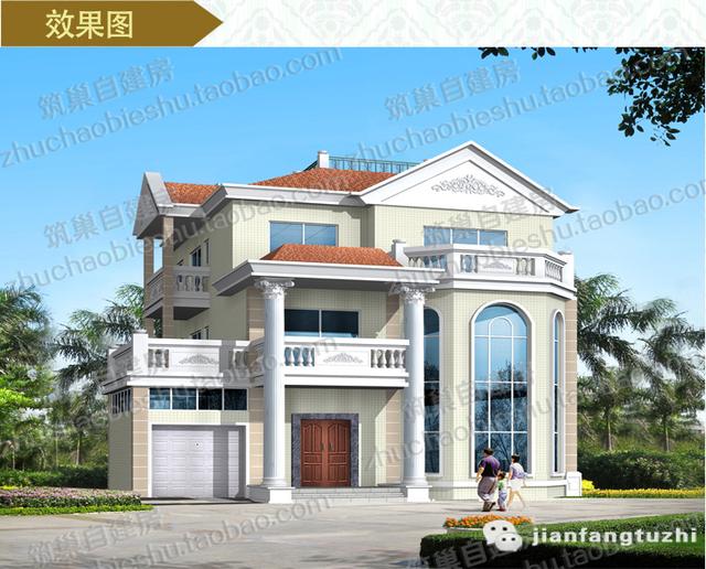 13×15米三層農(nóng)村自建房，帶大露臺+車庫，造價(jià)35萬。