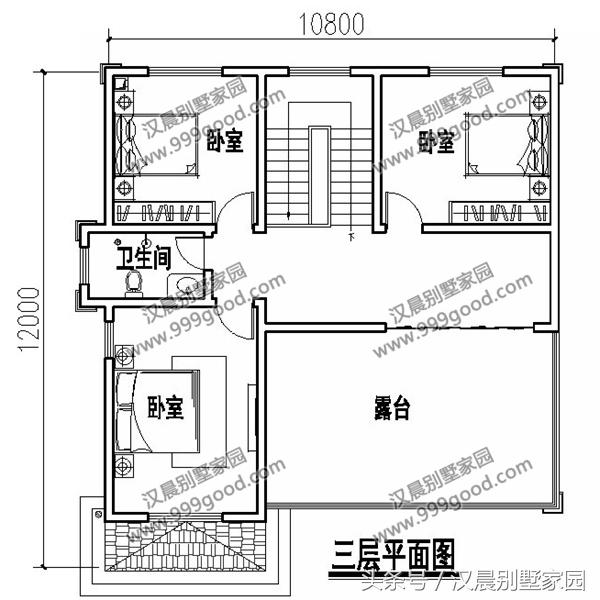 10.8X12米三層別墅設(shè)計圖，精致典雅，經(jīng)濟實用，造價30萬。