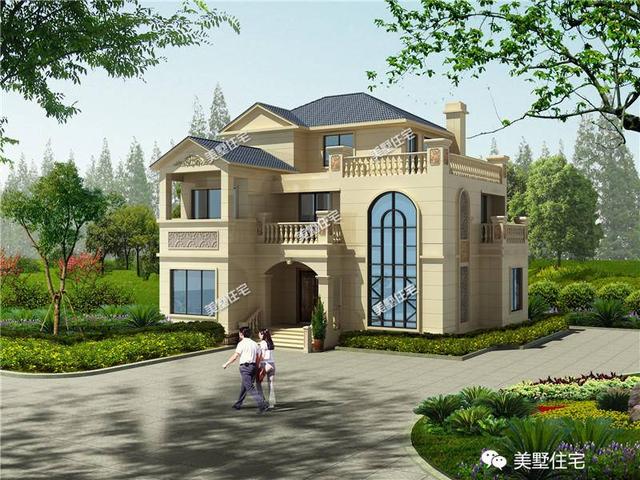 14X11米三層歐式別墅設(shè)計圖，主體造價約24-31萬，這樣簡單的三層別墅你們喜歡嗎？