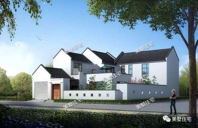 17X21米二層新中式別墅設(shè)計(jì)圖，帶兩個(gè)庭院，主體造價(jià)60萬(wàn)以內(nèi)。