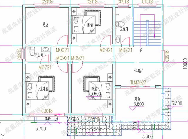 12×11米二層歐式田園風(fēng)別墅設(shè)計(jì)圖，戶型美觀大氣，造價(jià)25萬(wàn)。