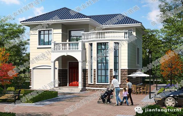 11×12米二層自建房，帶車庫(kù)+挑空客廳，設(shè)計(jì)清新雅觀，非常適合農(nóng)村自建房。