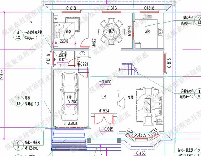 11×12米二層自建房，帶車庫(kù)+挑空客廳，設(shè)計(jì)清新雅觀，非常適合農(nóng)村自建房。