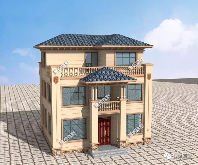 10.2×8.4米三層農村別墅設計圖，外觀簡約自然，室內實用大氣，造價25萬以內。