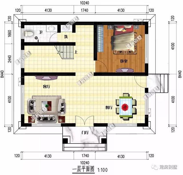 10.2×8.4米三層農村別墅設計圖，外觀簡約自然，室內實用大氣，造價25萬以內。