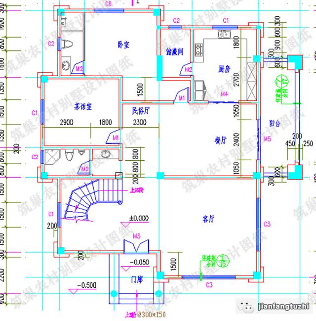 16×18米三層農(nóng)村別墅設(shè)計(jì)圖，帶挑空客廳，高端大氣，造價(jià)50萬(wàn)。