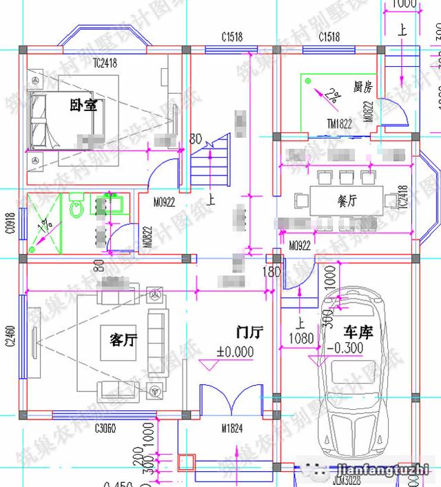 11×12米三層簡約別墅設(shè)計圖，帶復(fù)式挑空大客廳，造價30萬以內(nèi)。