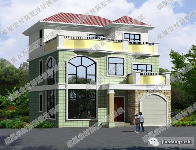 11×12米三層簡約別墅設(shè)計圖，帶復(fù)式挑空大客廳，造價30萬以內(nèi)。