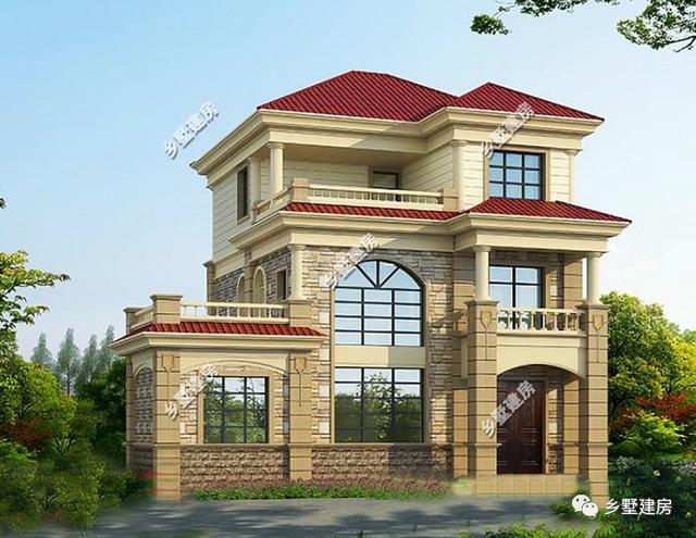 12米X10米三層別墅設(shè)計(jì)圖，戶型方正外型美觀，這么完美的農(nóng)村別墅，你不打算來一套嗎？