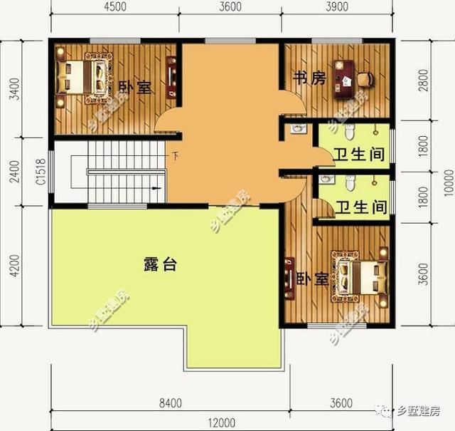 12米X10米三層別墅設(shè)計(jì)圖，戶型方正外型美觀，這么完美的農(nóng)村別墅，你不打算來一套嗎？