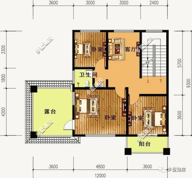 12米X10米三層別墅設(shè)計(jì)圖，戶型方正外型美觀，這么完美的農(nóng)村別墅，你不打算來一套嗎？