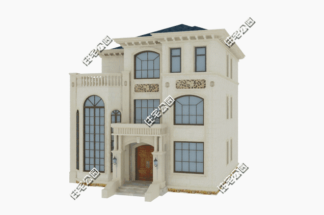 11×13米三層經(jīng)典歐式別墅設(shè)計圖，帶挑空客廳和大露臺。