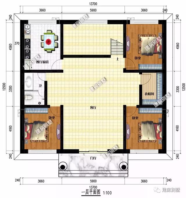 占地171平的三層別墅設(shè)計(jì)圖，帶大堂屋，確認(rèn)過眼神，是父母們喜歡的類型。