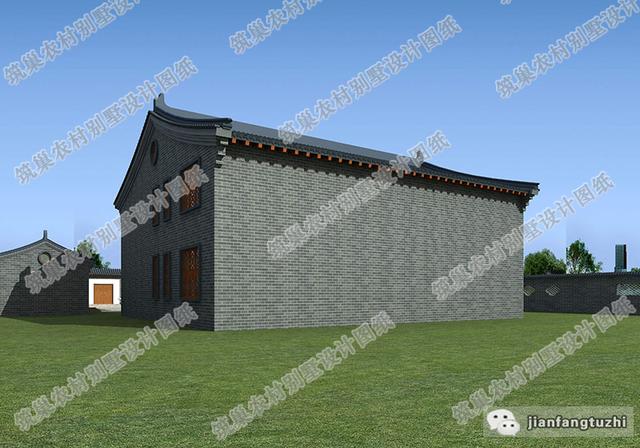 19×16米中式二層四合院別墅設計圖，挑空大客廳+旋轉樓梯，功能齊全，造價65萬。