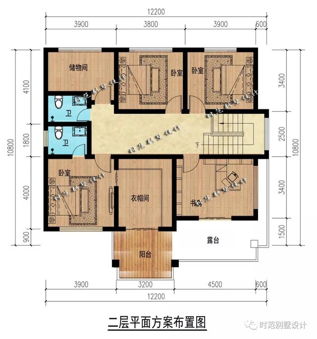 6室3廳兩層新中式別墅設計圖，帶大露臺+書房，很適合農(nóng)村自建。