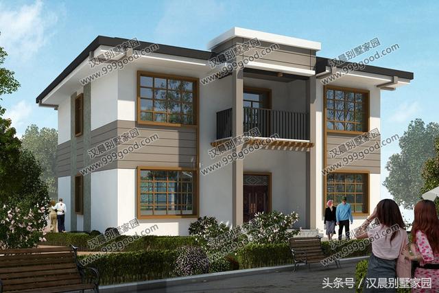 二層平頂小別墅設(shè)計(jì)圖，帶土灶+現(xiàn)代雙廚房，最適合偏冷的農(nóng)村地區(qū)自建。