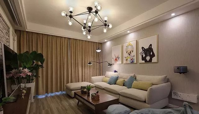 125平三室兩廳簡約風(fēng)格裝修，電視墻居然還能收納?