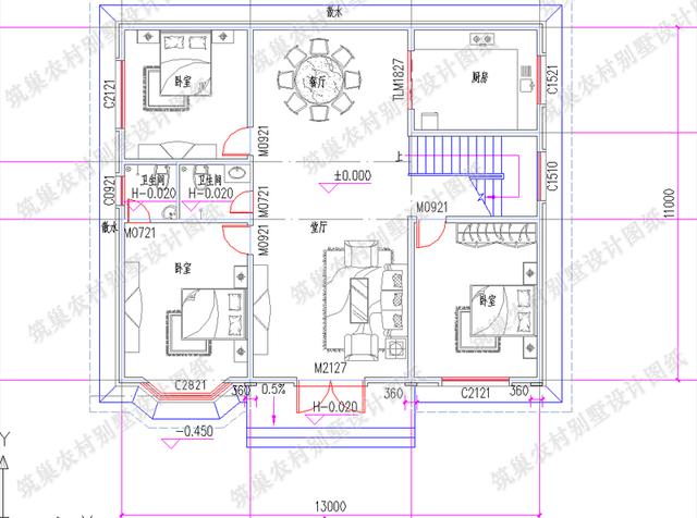 13×11米二層精美農(nóng)村自建房，精簡大方，造價(jià)30萬以內(nèi)。