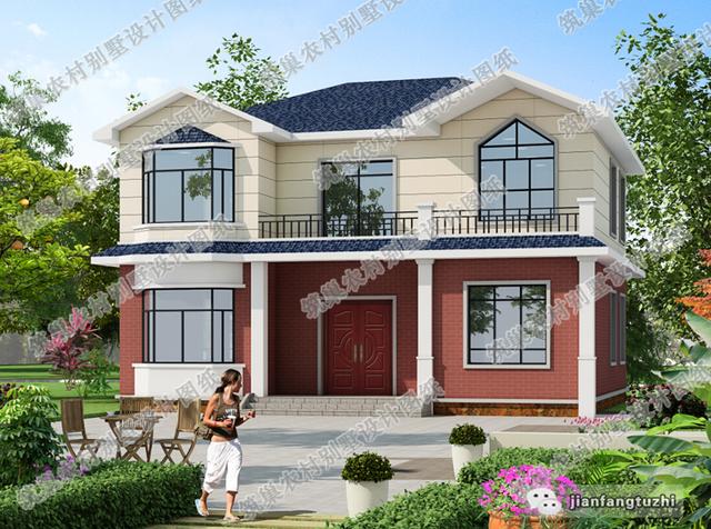 13×11米二層精美農(nóng)村自建房，精簡大方，造價(jià)30萬以內(nèi)。