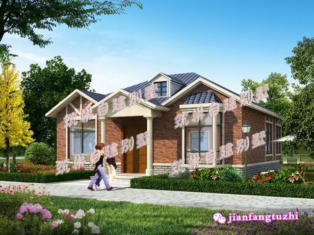 占地約為150平方米的一層歐式別墅設(shè)計(jì)圖，簡單復(fù)古，水電圖齊全。