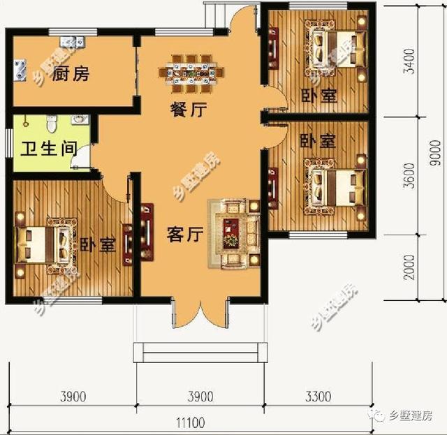 三棟一層別墅設(shè)計(jì)圖，僅僅需要10萬元就能建成，美觀又經(jīng)濟(jì)，養(yǎng)老房的最佳選擇！