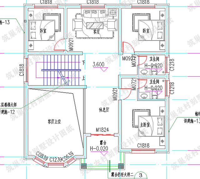 11×12米農(nóng)村二層歐式別墅設(shè)計(jì)圖，帶挑空客廳+落地窗，簡(jiǎn)單實(shí)用，時(shí)尚大氣。
