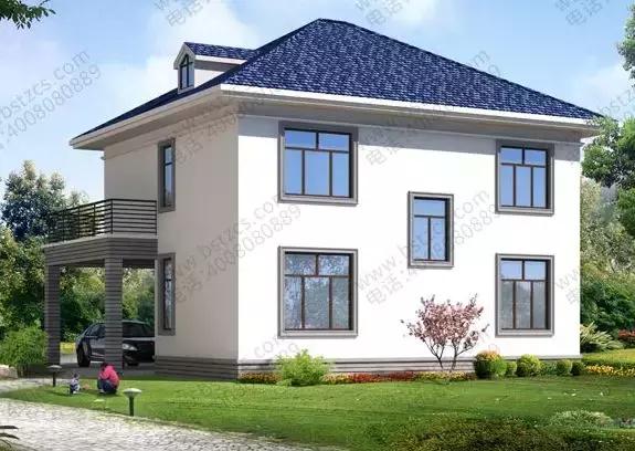 12×11米二層歐式別墅設(shè)計(jì)圖，帶車庫，簡約式比歐式更有范兒！