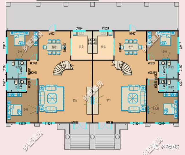 兩棟三層兄弟雙拼別墅設(shè)計(jì)圖，不僅高端大氣關(guān)鍵還省錢(qián)。