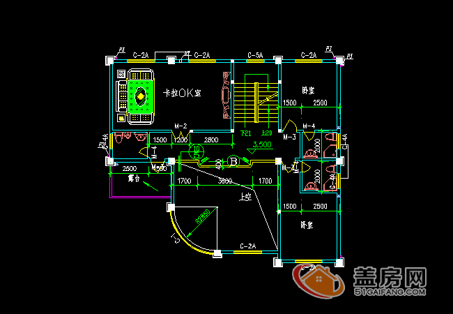 15x14三層半農(nóng)村別墅設(shè)計(jì)圖，帶地下室，漂亮大方。