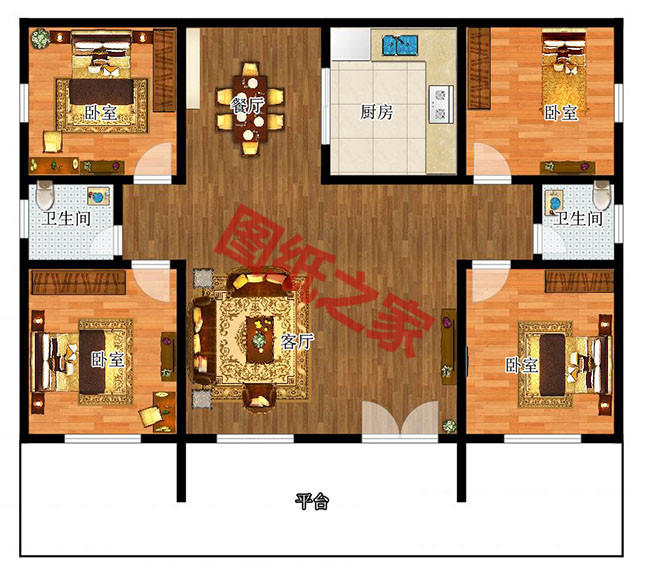 造價15萬經(jīng)濟美觀一層農(nóng)村別墅設(shè)計圖，占地150平米