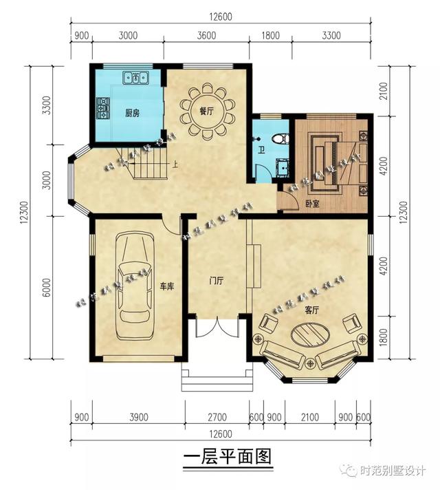 12x12米二層獨(dú)棟歐式別墅設(shè)計(jì)圖，帶車庫(kù)，空間利用率高，適合農(nóng)村自建。