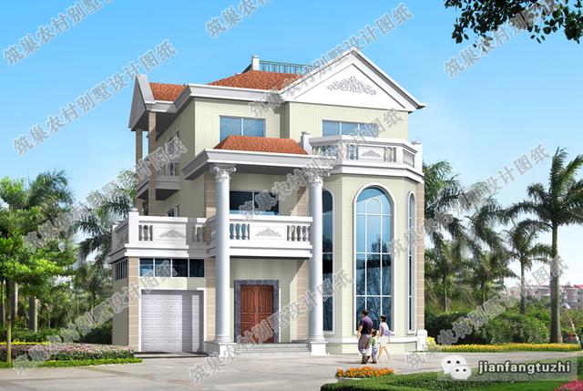 13×15米三層豪華歐式別墅設(shè)計(jì)圖，帶挑空客廳，時(shí)尚大氣，造價(jià)35萬(wàn)。