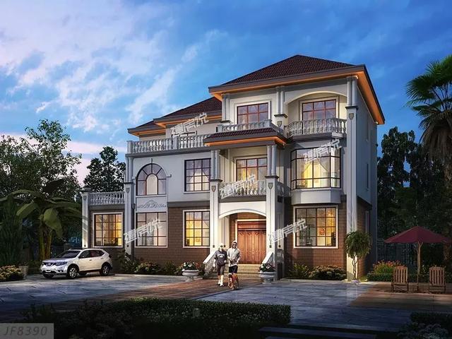 18×12米三層半經(jīng)典歐式別墅設(shè)計(jì)圖，帶書房+大露臺，都只是標(biāo)配。