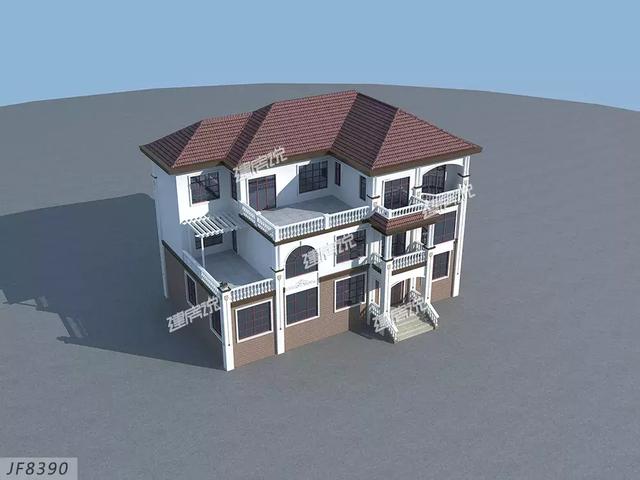 18×12米三層半經(jīng)典歐式別墅設(shè)計(jì)圖，帶書房+大露臺，都只是標(biāo)配。