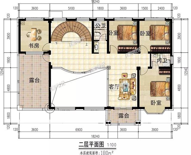 18×12米三層半經(jīng)典歐式別墅設(shè)計(jì)圖，帶書房+大露臺，都只是標(biāo)配。