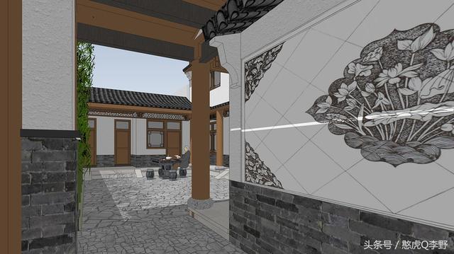 16x15米二層新中式三合院別墅設計圖，造價38萬元。