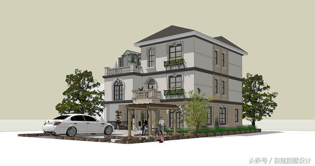 適合農(nóng)村修建的簡(jiǎn)歐風(fēng)格三層別墅設(shè)計(jì)圖，雙餐廳設(shè)計(jì)適合大家庭