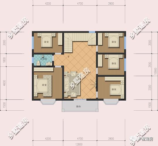 這棟別墅主要是以居住為準，開間12米，進深10米，自己住，住的舒適才好