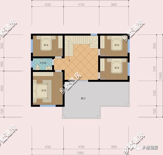 這棟別墅主要是以居住為準，開間12米，進深10米，自己住，住的舒適才好