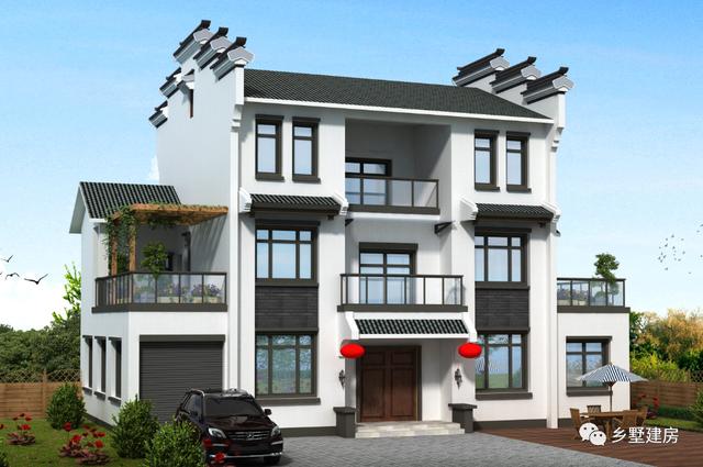 一棟古樸范十足的三層中式別墅設計圖，美出天際