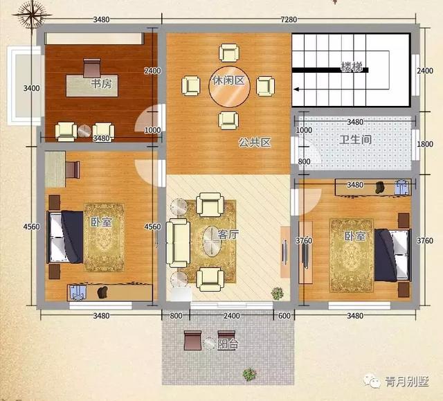 二層鄉(xiāng)村小別墅設(shè)計圖，10.76米×8米，造型美觀，布局舒適宜居