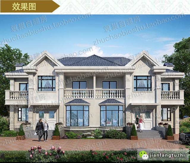 爆款二層雙拼設(shè)計(jì)圖紙，造價(jià)40萬，22×11米帶露臺(tái)+套房