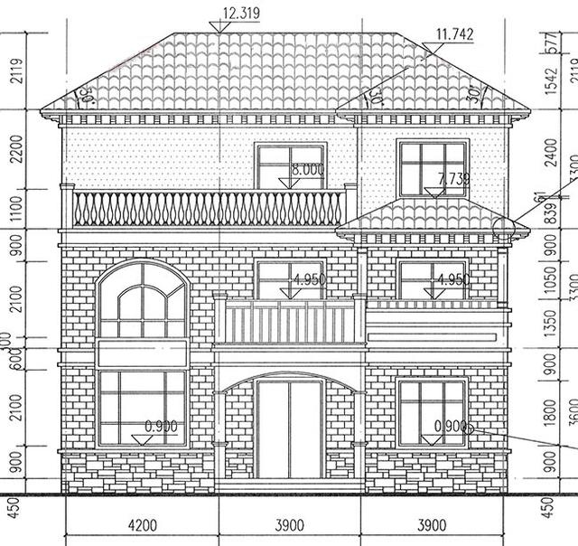 三層豪華復(fù)式別墅設(shè)計(jì)圖，挑空客廳+旋轉(zhuǎn)樓梯